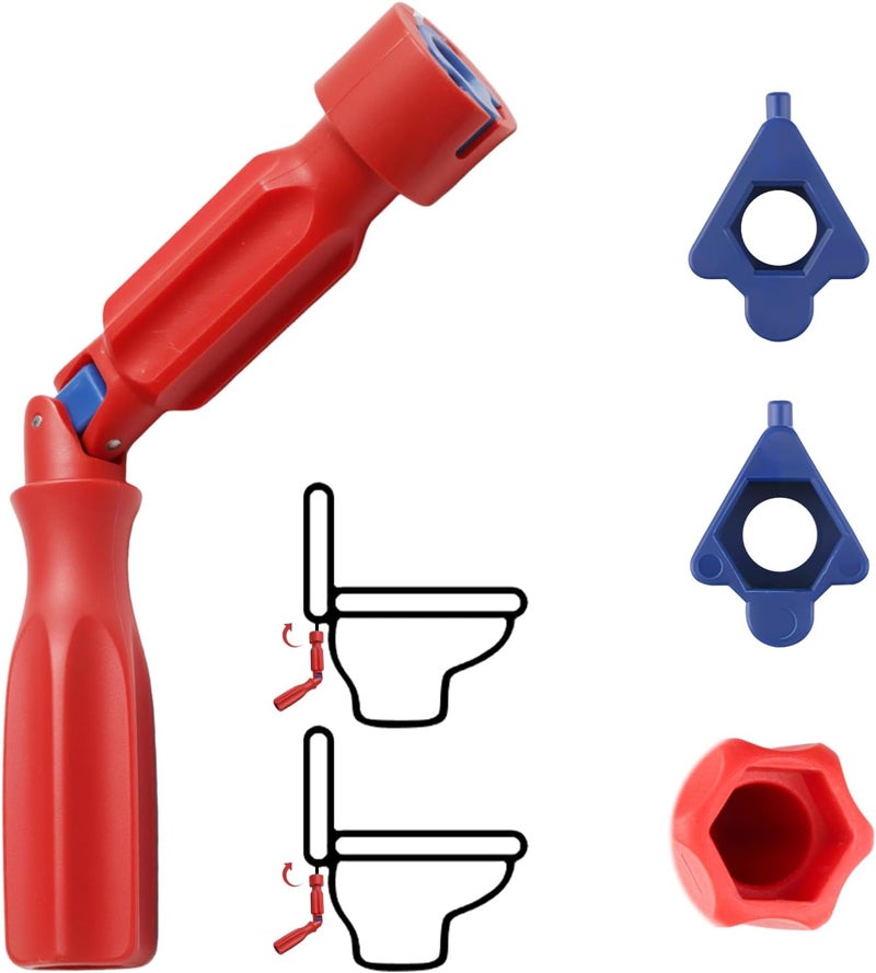 YUEWEESER Toilet Seat Fitting Tool, Toilet Seat Repair Wrench 1 Set Universal Toilet seat Installation Key with 2 Replacement Heads for Removal, Installation, and Repair - Image 1
